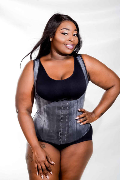 Black Latex Vest Waist Trainer (Thick Straps)