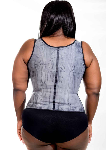 Black Latex Vest Waist Trainer (Thick Straps)