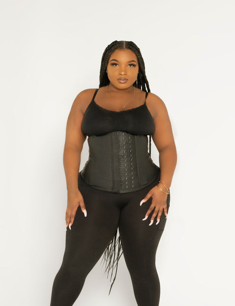 Black Latex Waist Trainer (LONG TORSO)