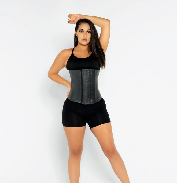 Black Latex Waist Trainer (LONG TORSO)